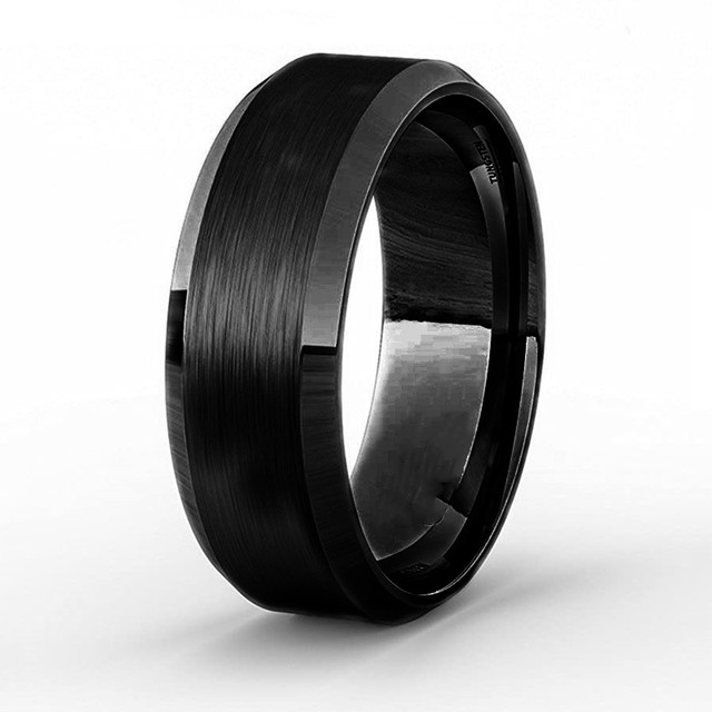 Jewelry Accessories Mens 8mm Tungsten Ring Rose Gold Black Brushed Stainless Steel Wedding Rings for Men Comfortable Fit