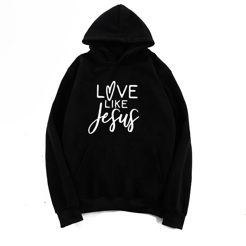 Love Like Jesus женские толстовки Harajuku флисовые пуловеры религия христианские Топы серый свитшот хипстер уличная Прямая поставка