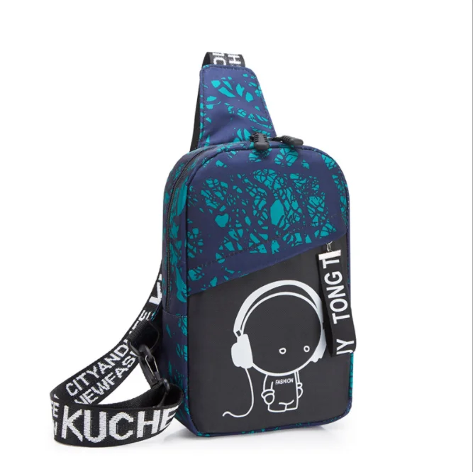 Green Stone print Anti Theft Luminous small crossbody bags for women messenger bags men casual sling chest bag waterproof travel shoulder bag pack - Цвет: Green Stone print