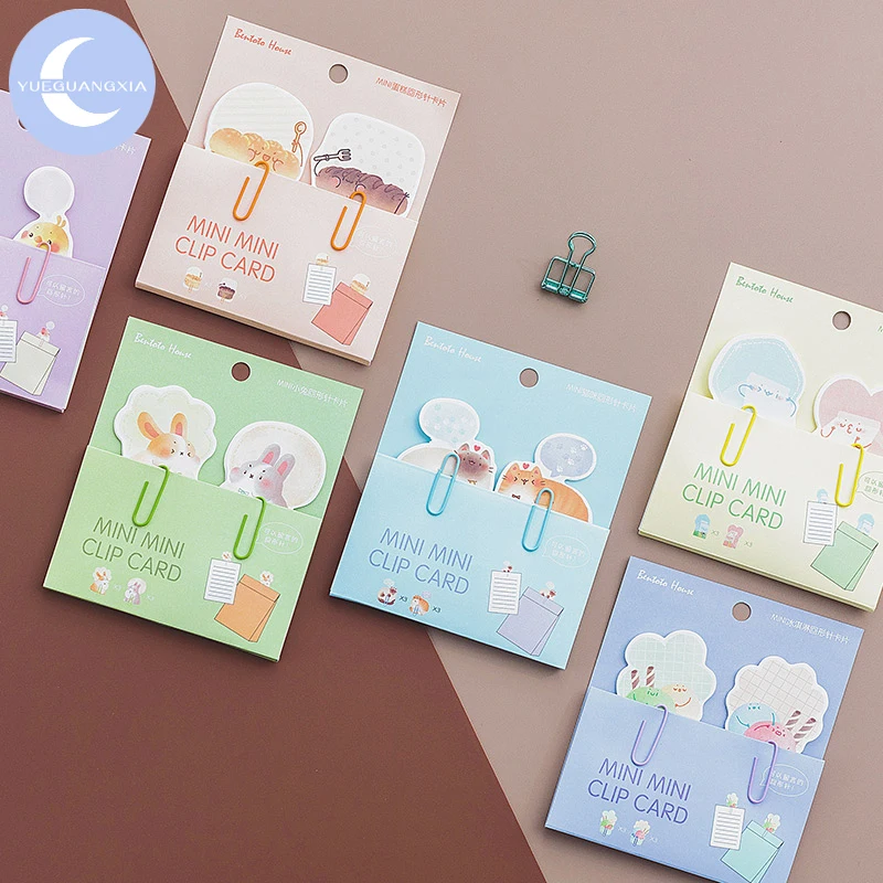 

YUEGUANGXIA 3 Pcs Cat Bread Milk Bird Rabbit Sticky Memo Pad Clip Note Paper Tabs Paperlaria To Do List Planner Stationery