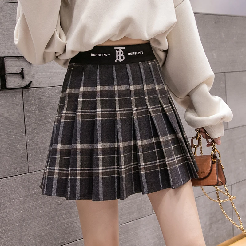 Dark blue grid YOSO женская короткая юбка зимняя новая Корейская клетчатая плиссированная юбка маленькая свежая юбка в духе колледжа Ins - Цвет: Dark blue grid