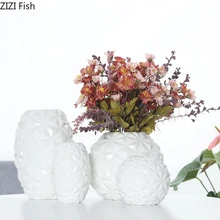 Скандинавский домашний Декор вазы для цветов белая керамическая ваза Рельефный цветочный горшок Цветочная композиция украшение дома аксессуары современные