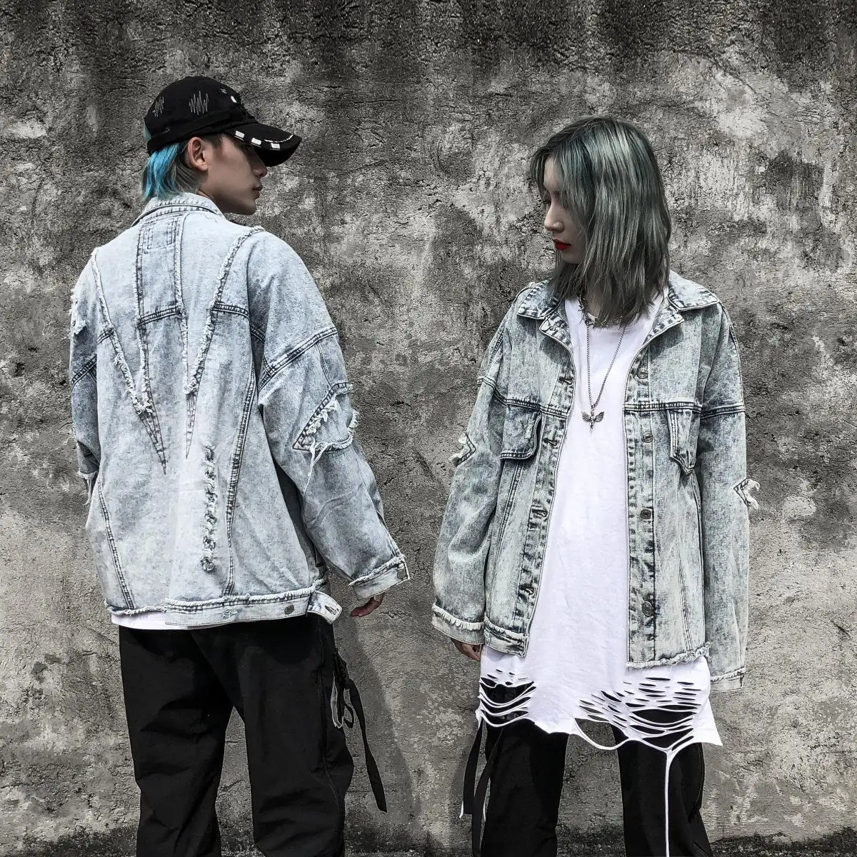 

2019Sweethearts outfit new winter the tides easing cowboy shirt male high quality original popular logo blow hole jacket