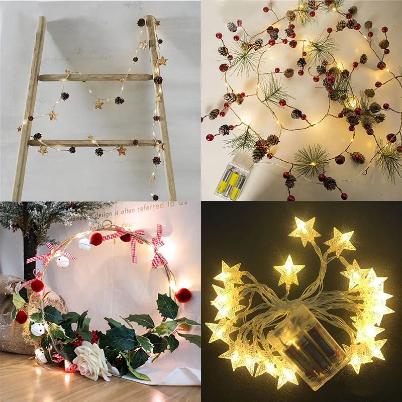 

Christmas Red Berry Pine Cone LED Light Christmas Decorations for Home Navidad 2019 Natal New Year LED Lights Noel Xmas Supplies