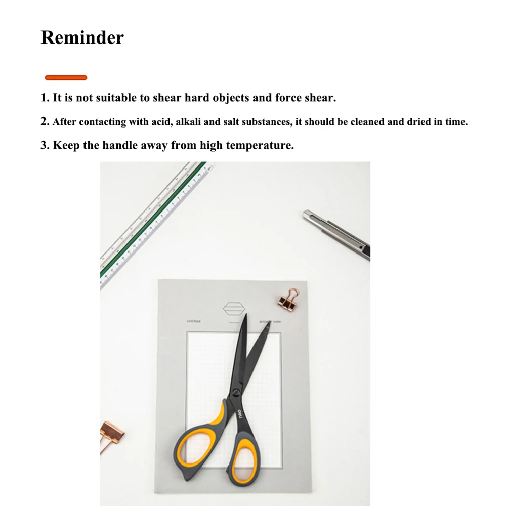 Deli 6027 77757 Stainless Steel 210mm 175mm Scissors Household Multi functional Office Tailor's Hand Scissors Tailor's stationery scissors soft handle scissors portable scissors cutter