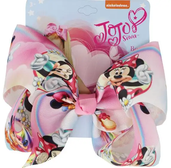 Черный NEW 8 Inch Cartoon elephant print ribbon bowknot hair clip Hairpin Large Hair Bows Hair Accessories For Girls children 12PCS/ - Цвет: Черный