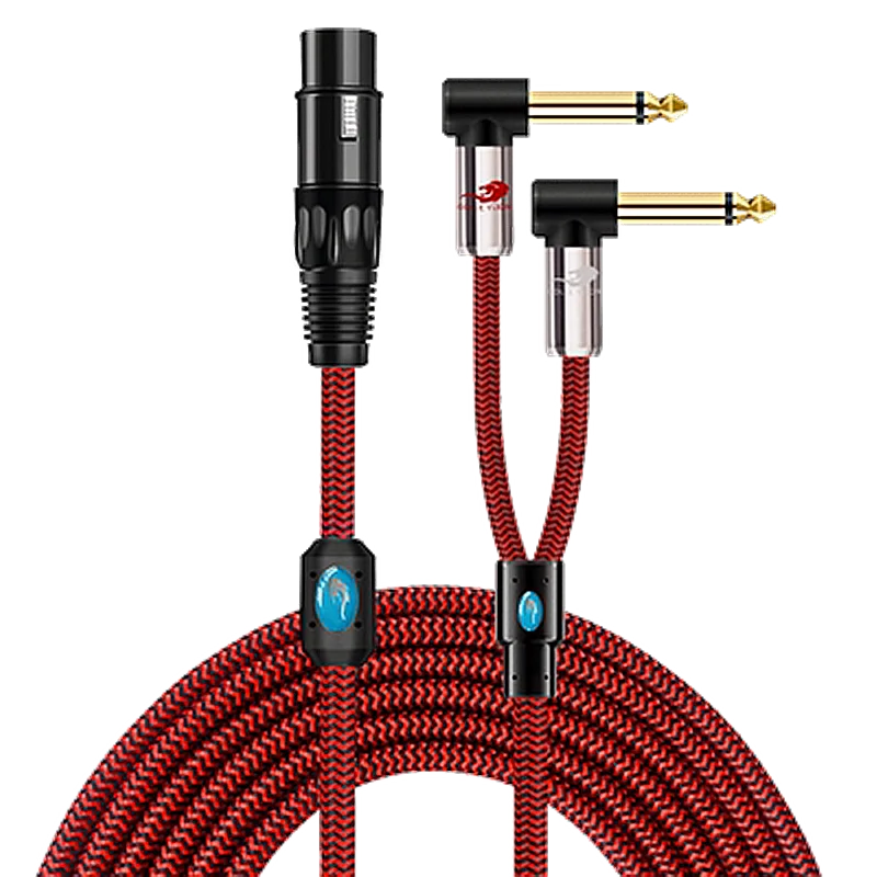 Togames-ES Cable XLR-XLR Hembra para Cable de Audio de 1/4Jack 6.35/6.5Mm 1 M 1.5 M 2 M Cable de Audio Cable de micrófono Negro 