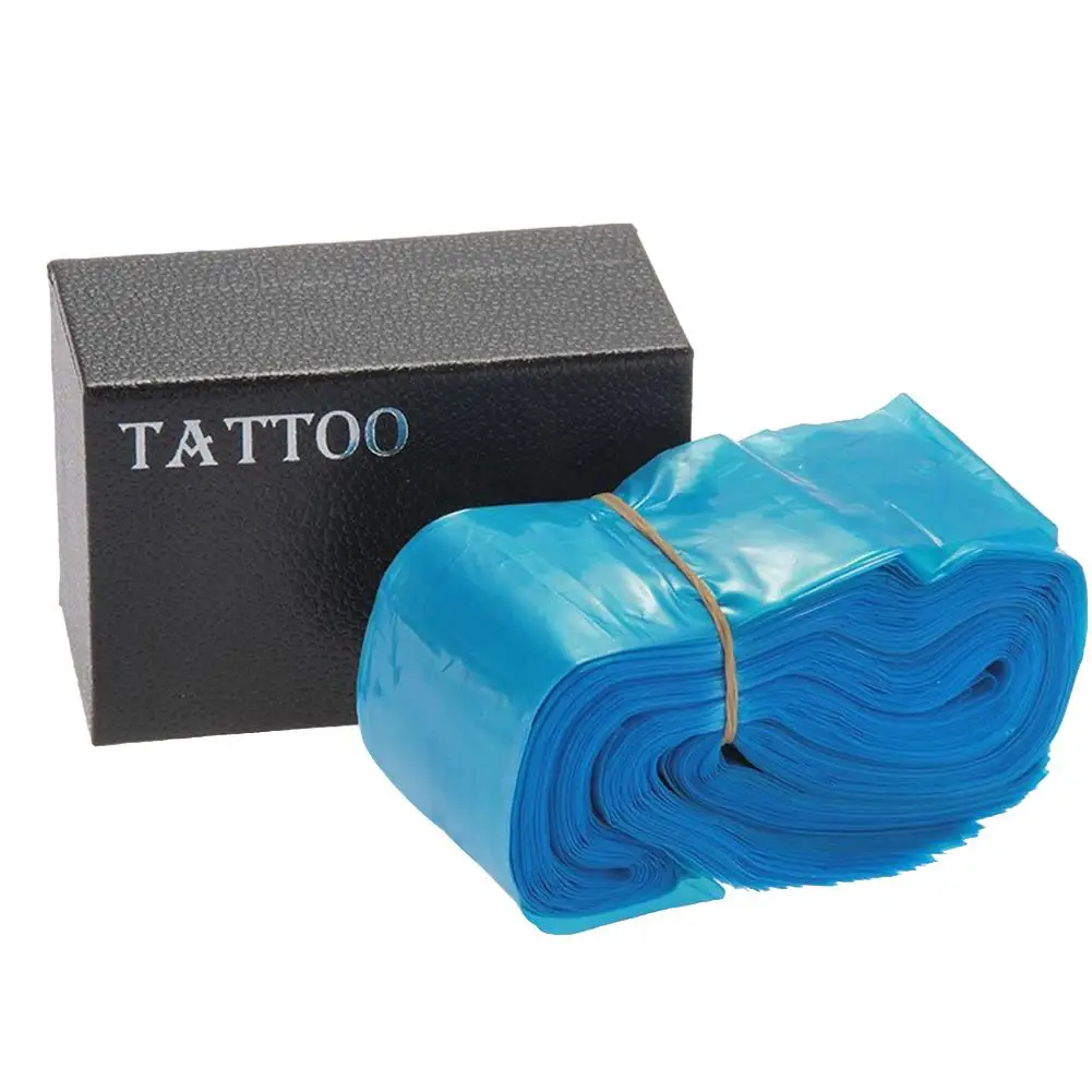 100pcs / pack Tattoo Machine Cable Clip Hook Line Disposable Covers Bag Plastic Blue Sleeve Toiletry Bag Safe Protection Bag