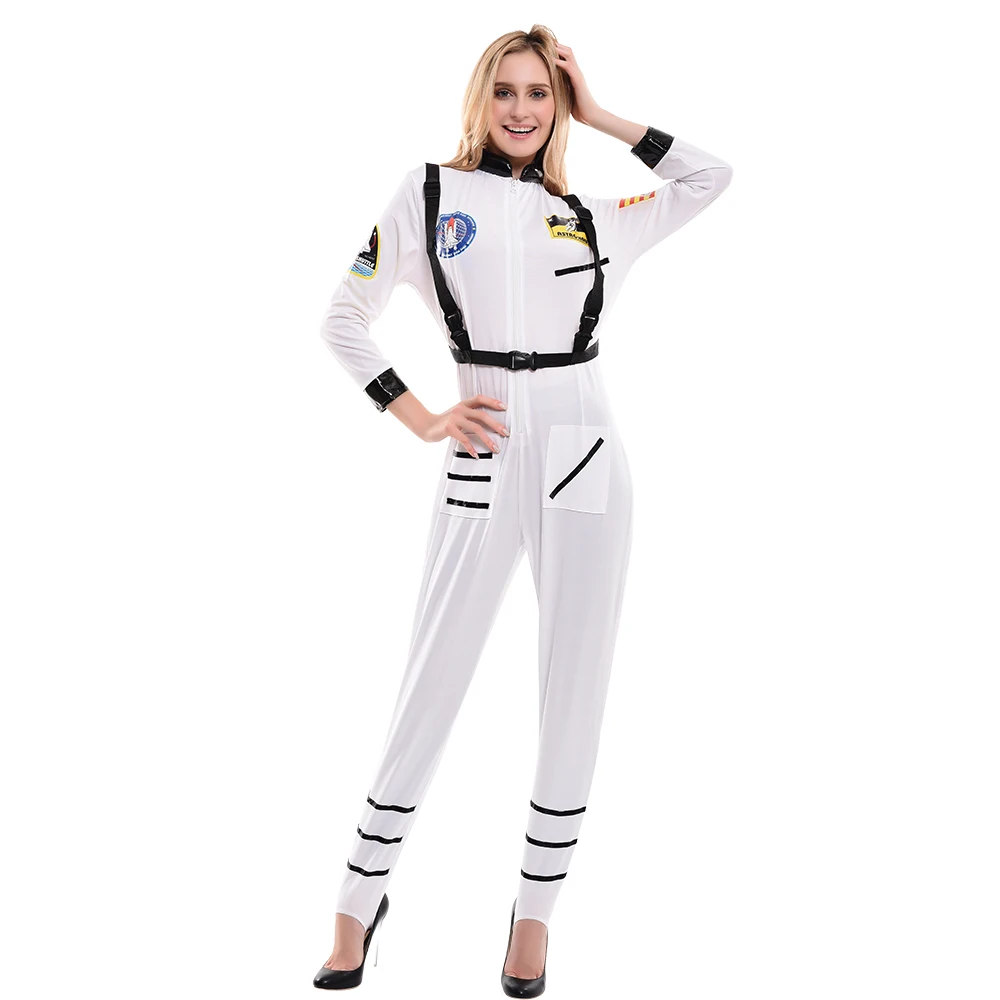 Eraspooky сексуальная форма пилота Белый Оранжевый астронавт Косплей комбинезон космонавта Хэллоуин костюм для женщин праздничное нарядное платье - Цвет: White