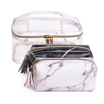 

Cosmetic Bag Clear Clear Makeup Bag With Marble Pattern Cosmetics Bags Wash Bag For Women Girls 3pcs