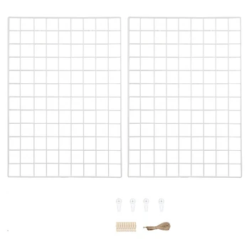 

Multifunction Mesh Set of 2 Grid Panel Wall Grid Wall Decor Mesh Grid Panel Photo Wall Hanging Display and Wall Home Decorations