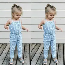 Детский комбинезон для маленьких девочек; джинсовые комбинезоны в горошек; комбинезон без рукавов с оборками; штаны на завязках с бантом; синяя верхняя одежда