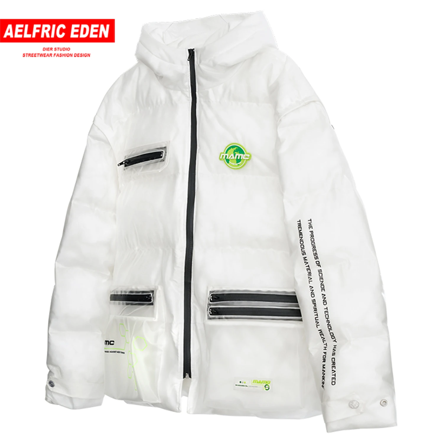 Aelfric Eden ПВХ прозрачные мужские парки с буквенным принтом повседневные Хип-хоп