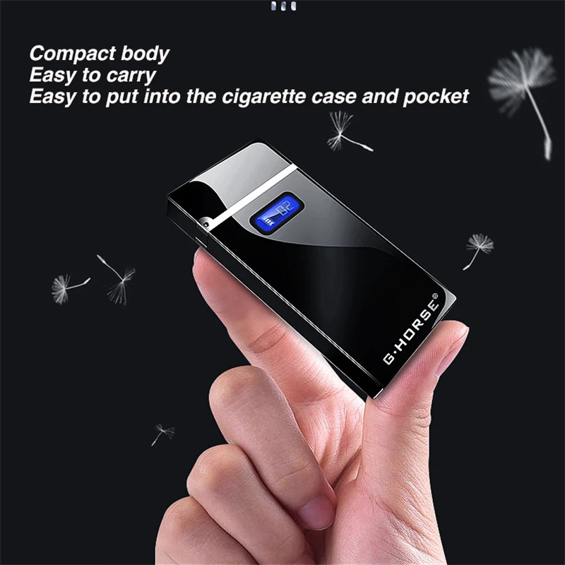  LED Display Cigarette Lighter Charging Electric Lighter Windproof USB Electronic Lighter Plasma Arc