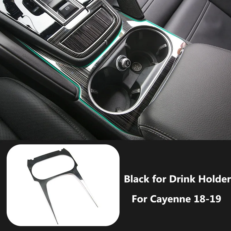 Black for Holder Автомобильный держатель для воды из углеродного волокна пепельница с крышкой панель наклейка литейная отделка для Porsche Cayenne Стайлинг - Название цвета: Black for Holder