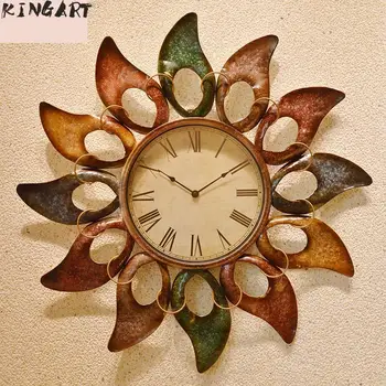 

76CM Large Retro Digital Metal Wall Clock Home Decor Iron Wall Clock Antique Style Home Big Hanging Morden Design Watch Clock MD