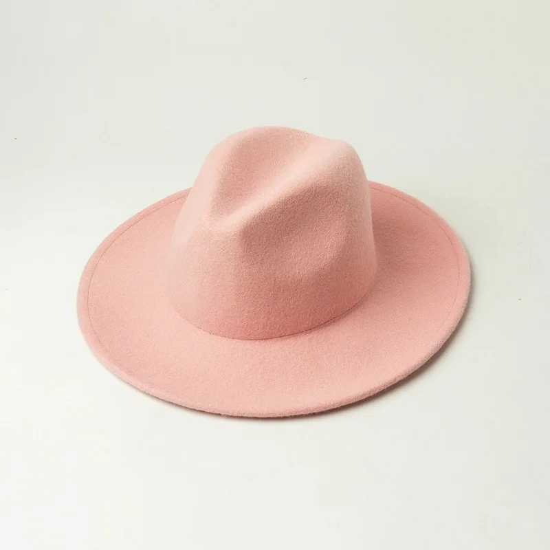 pink-kid Детские шляпы из шерсти, джазовые фетровые шляпы, 53 см, размер головы для девочек и мальчиков, 10 цветов,, Прямая поставка - Цвет: pink-kid