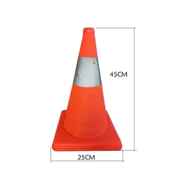 Panneau d'avertissement de sécurité routier pliant 45cm, bande réfléchissante Orange cône de circulation 