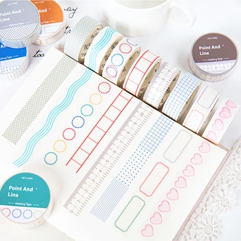 

Dotted Line Collection Washi Tape Set Litmus Paper Decorative Adhesive Color Masking Tape Office Stationery Scrapbook 1PCS