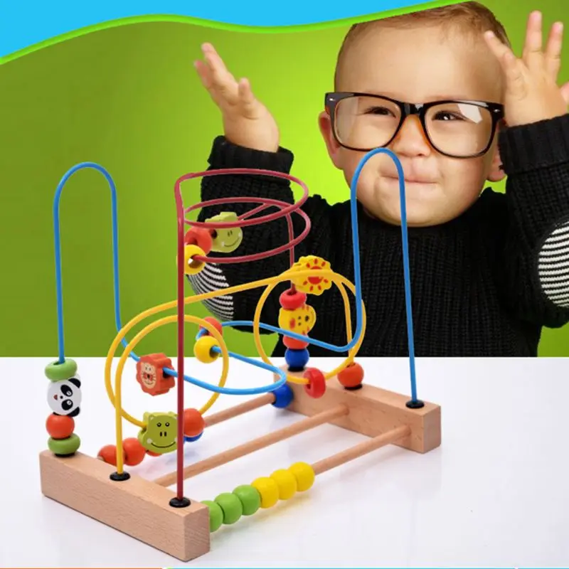 Деревянные бусины Лабиринт Игрушки Обучающие Abacus бусины круг игрушки подарок для детей Малыш T3LA