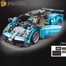 

PUXIDA T3008 Blue Model Buid Children's Toys Cars Series 529 Pcs Sport Pull Back Slipercar Bulding Blocks Supercars