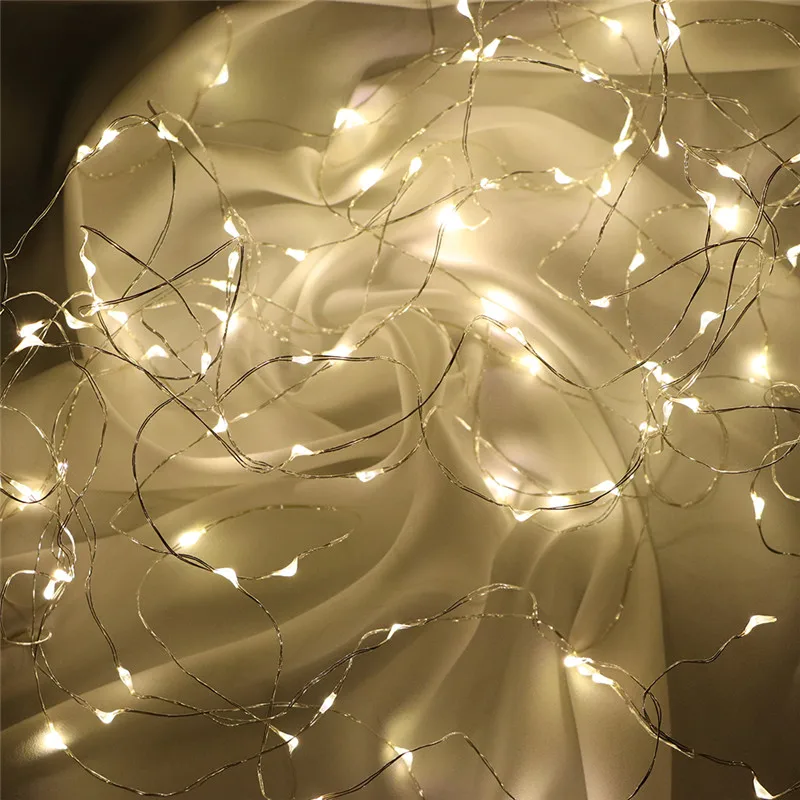 Fairy Lights AA Battery Powered 1M 10 2M 20 3M 30 5M 50 10M 100Leds Silver Led Copper Wire String Light Decorative | Освещение