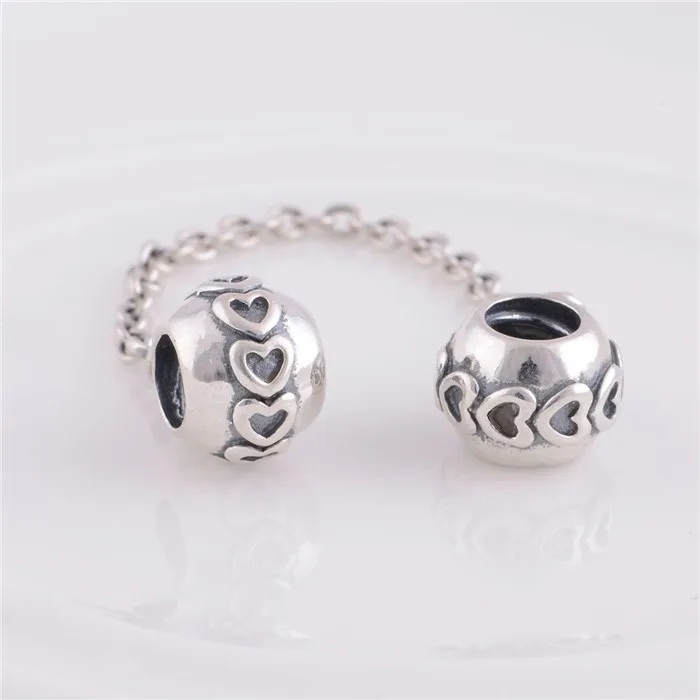

Оригинальная серебряная подвеска в виде сердца с винтовым сердечником, безопасная цепочка, Шарм-бусина подходит для браслетов Pandora, изготовление ювелирных изделий SF201
