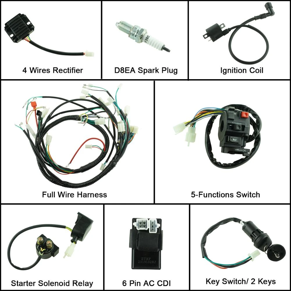 Complete DC Wiring Loom For 200cc 250cc Quad Buggy Complete DC Wiring Harness Loom For 200cc 250cc Atv Quad Bike 778265