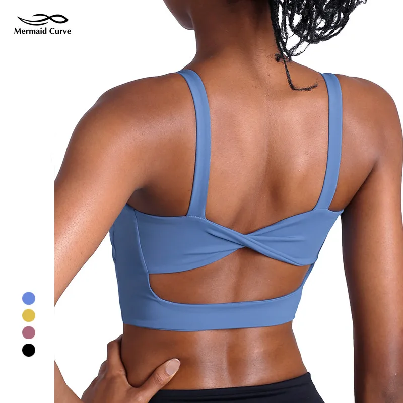 

Mermaid curve Shakeproof High Impact Sports Bra Sexy Back Push up the chest pad Gym Bras Fitness Crop Top Yoga bra For Women