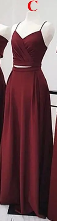 C Style In Burgundy Настоящее фото бордовое длинное платье подружки невесты А-линия дешевое свадебное платье для женщин Vestidos De Fiesta De Noche - Цвет: C Style In Burgundy