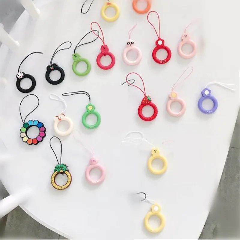 

Universal Cartoon sunflower Mobile Phone Strap Silicone Pendant Phone Ring Straps For Airpods Smasung Huawei Xiaomi Smartphone