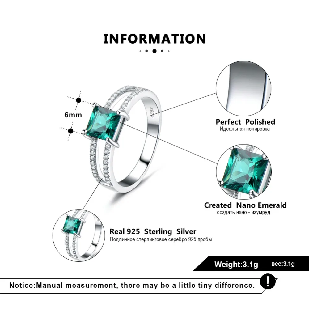 ORSA JEWELS новейшее чистое Стерлинговое Серебро 925 Стильное женское кольцо с квадратным вырезом юбилей Изумрудный камень кольцо ювелирные изделия VSR17