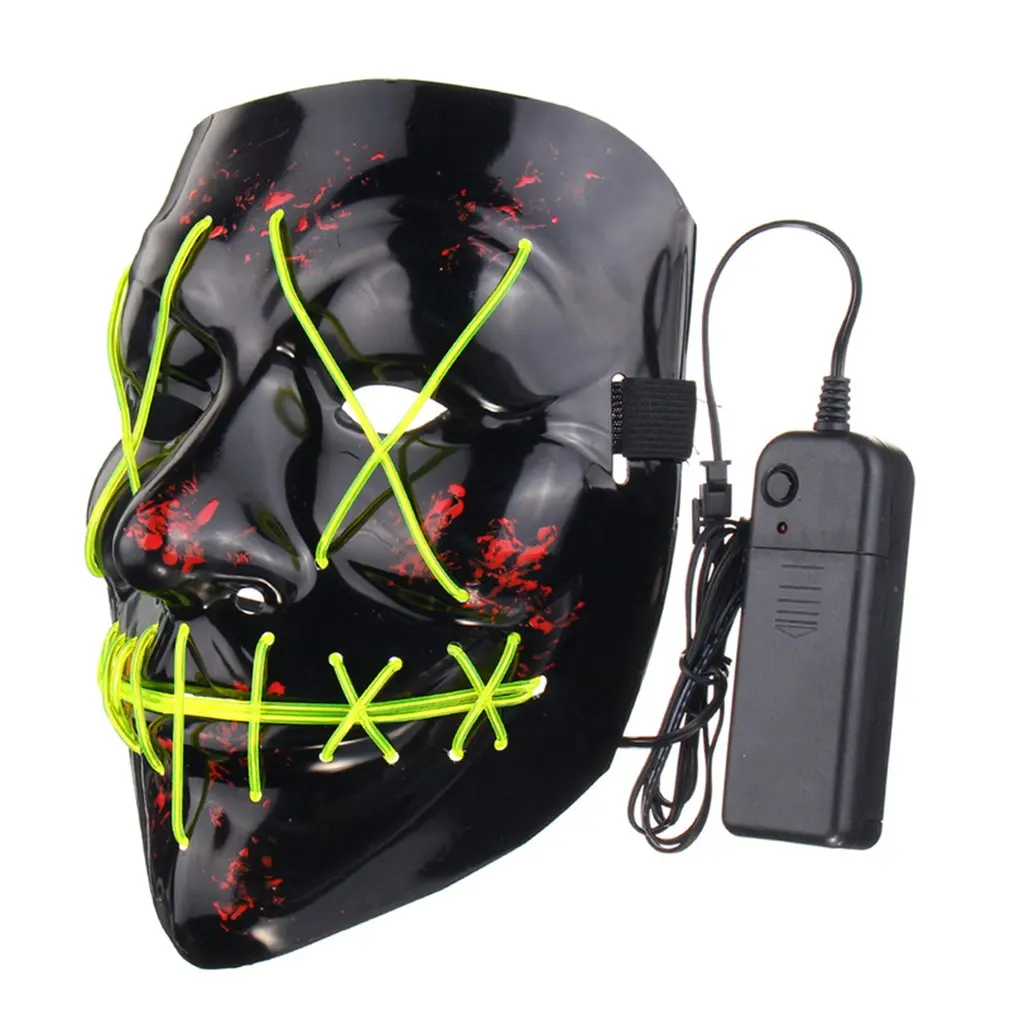 fluorescent green Funny LED Light Up Flash Mask Halloween Party Night Club Festival Men Women Costume Cosplay LED Novelties Mask DJ Mask - Цвет: fluorescent green