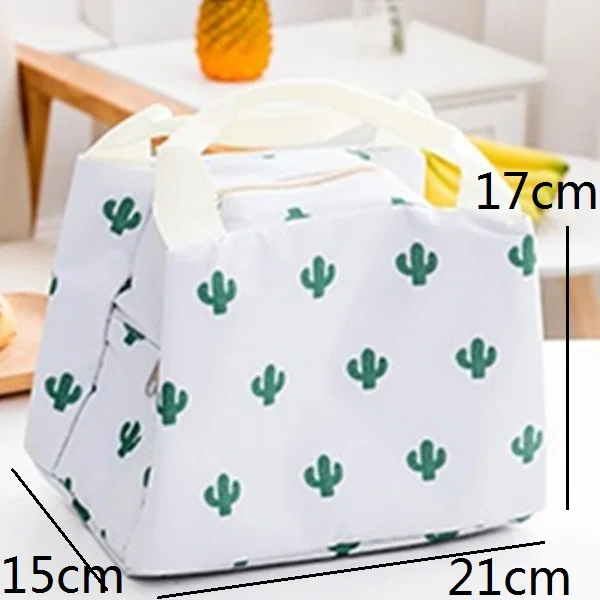 Кактус портативный изолированный Оксфорд ланч-мешки термо еда Пикник Ланч-сумки для женщин дети Функциональная сумка-холодильник с узором Ланч-бокс - Цвет: White Cactus