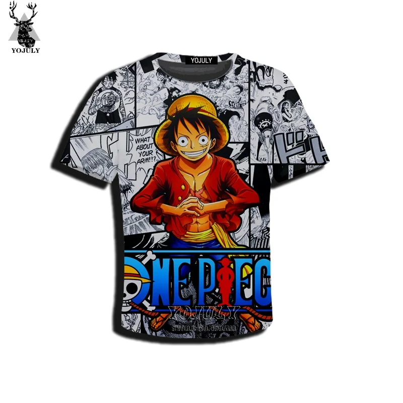 YOJULY/Детская Повседневная футболка с объемным принтом в виде аниме Tony Chopper Luffy Sanji