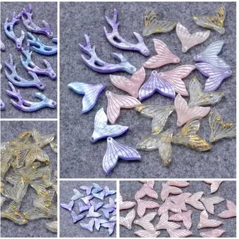 

High Quality Acetic Acid Antlers fish tail Charm Bracelet Necklace Pendants Charms DIY Jewelry Accessories