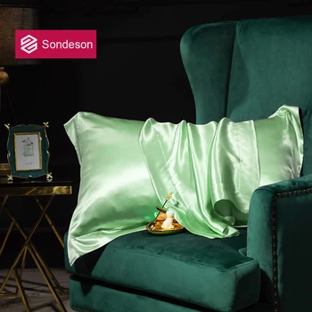 

Sondeson Luxury Beauty 100% Silk Light Green Pillowcase 25 Momme Silk Healthy Pillow Case Silky Pillow Shams For Home Textiles