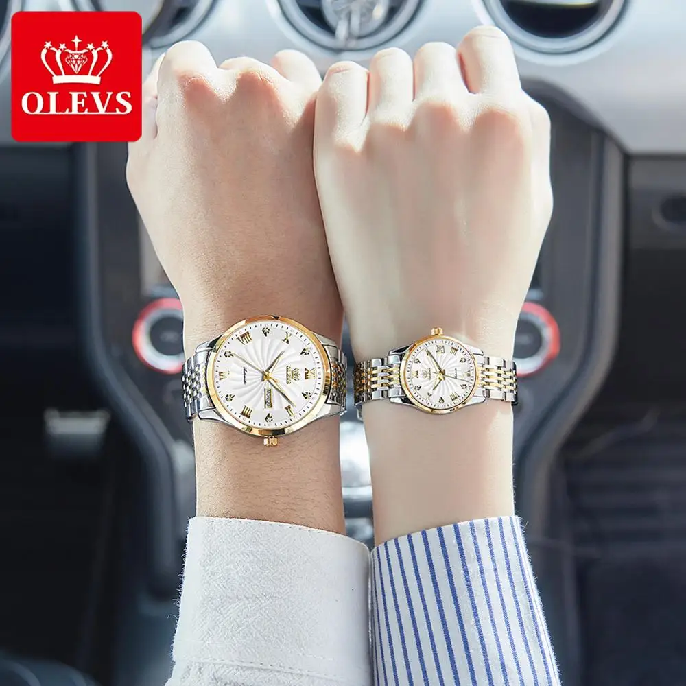 OLEVS-relojes mecánicos automáticos para hombre y mujer, cronógrafo mecánico de marca de lujo, resistente al agua, regalo de San Valentín - Imagen 2