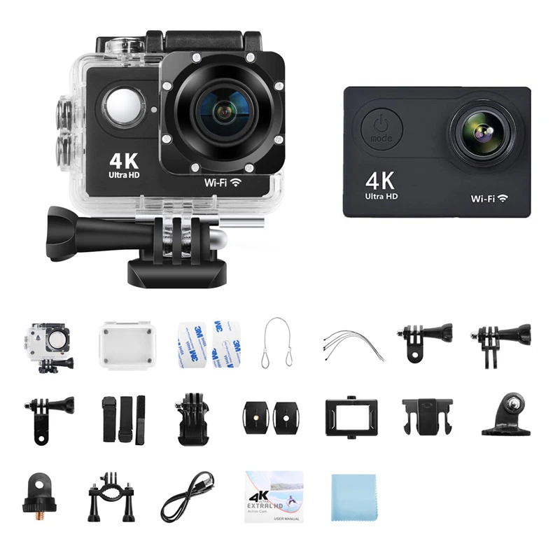 Original Ultra HD 4K/60fps Outdoor Action Camera WiFi 2.0“ Remote Control Sport Camera 1080P Underwater Waterproof Helmet Camera