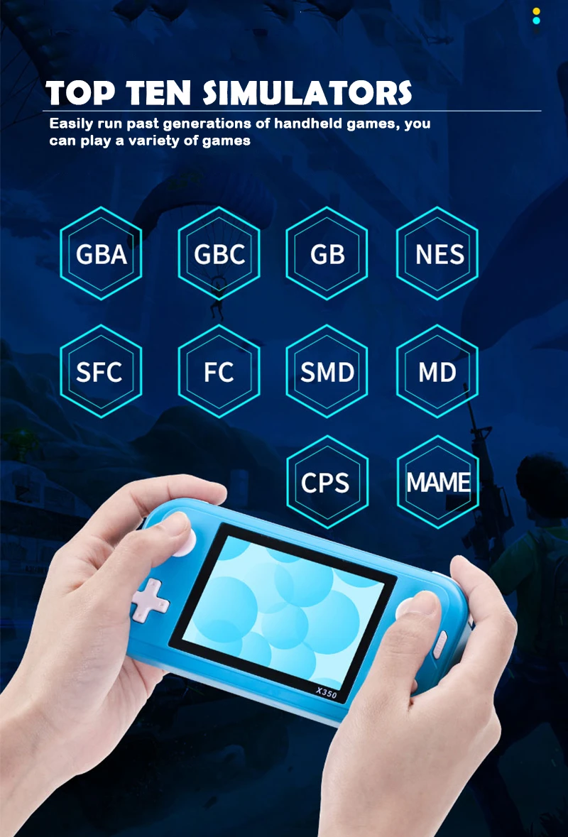 X350 Handheld Video Game Console Built-in 8600 portable Games Console 3.5 inch Screen Display 1200mAh battery Retro Game Player