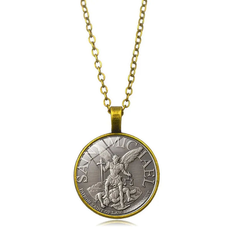 XSWX2179-bronze Мужское ожерелье, Archangel St. Майкл, защитите меня, Сейнт щит, защита, шарм, русский орходокс, подвеска, цепочка, ожерелье - Metal Color: XSWX2179-bronze