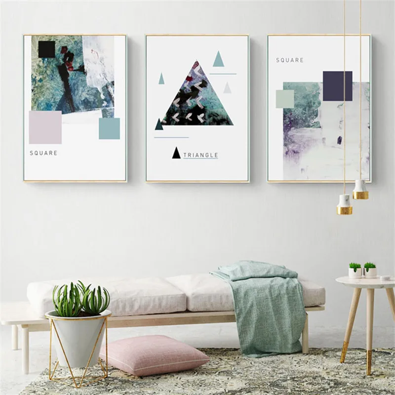 

AliExpress Foreign Trade New Style Hot Selling Northern European-Style Modern Geometry Scenery Plant Cool Hanging Painting Decor