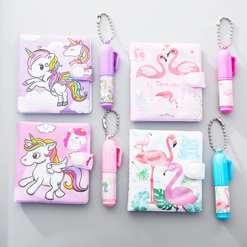 

1set/lot flamingos/ unicorn series mini note book and pen set Convenient to carry Stationery gift