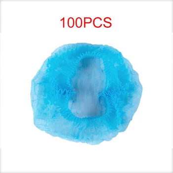 

100 Pcs Disposable Salon Hair Hat Anti Dust Net Bouffant Cap Non-Woven Head Cover Hat Elastic Cleaning Hair Protect Hat