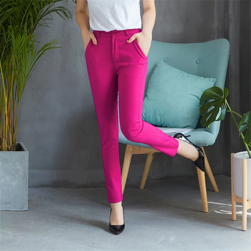 Fashion Streetwera Cute Candy Color Pencil Pant Women Stretch Cotton Slim  Waist Straight Pants Female Casual Office Work Trouser - Pants & Capris -  AliExpress