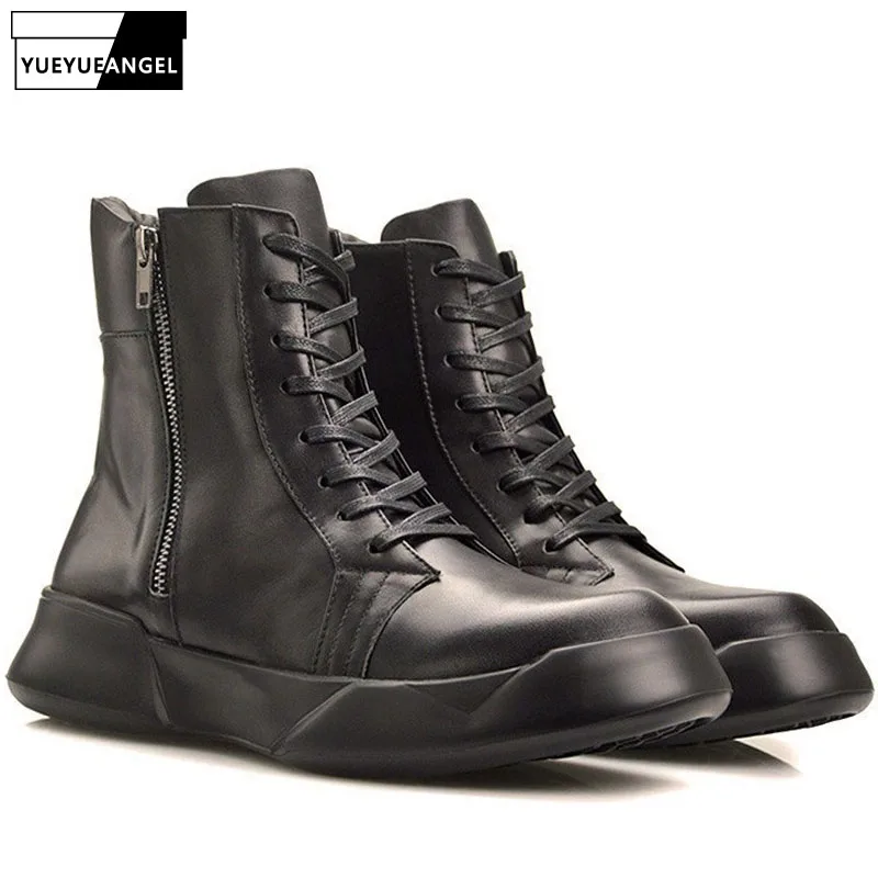 Ботинки мужские из натуральной кожи на молнии с высоким берцем|scarpe casual|scarpe menscarpe