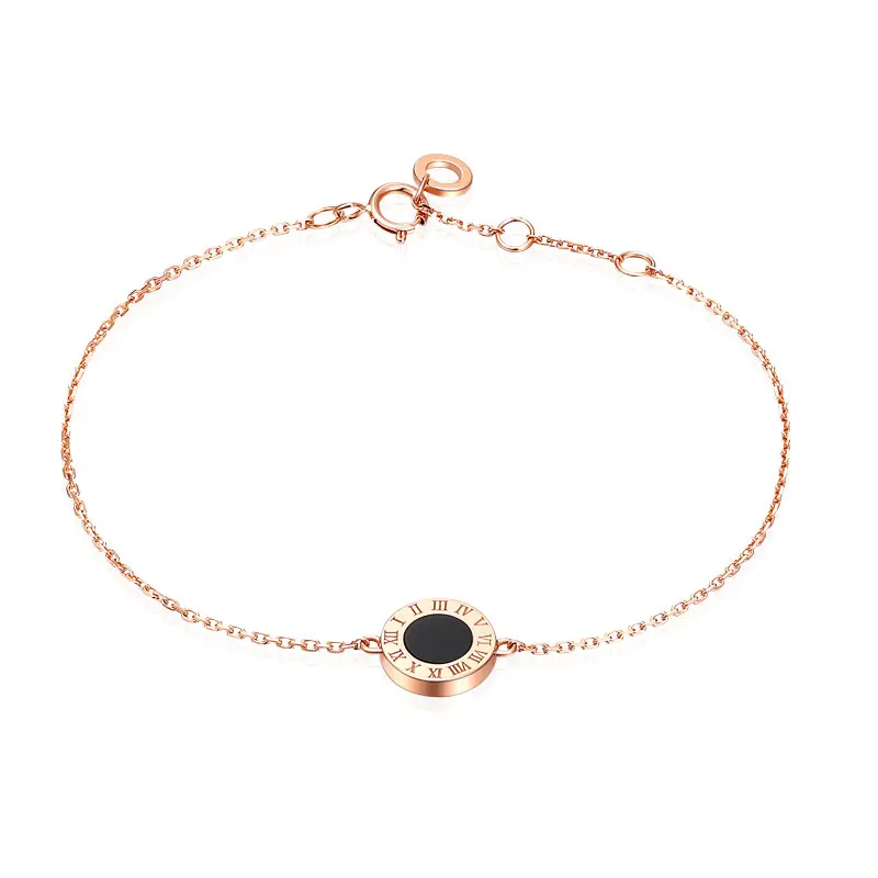 

Hotsale Trendy Roman Numerals Agate 18k True Real Solid Gold Bracelets Bangles Upscale Wedding Jewelry For Women Girl Fancy Gift