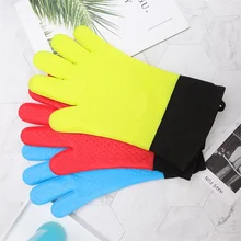 Рукавицы для микроволновой печи, высокотемпературные перчатки для выпечки, кухонные анти ожоги, теплоизоляция, Противоскользящие силиконовые перчатки для пальцев