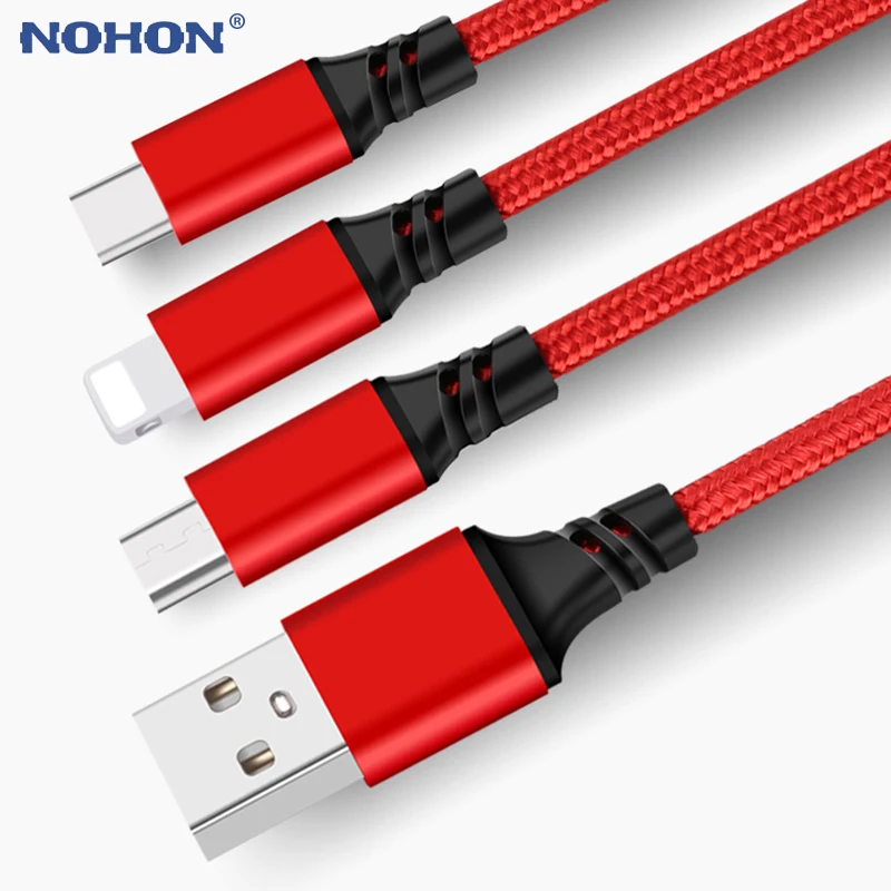 3 в 1 usbc Micro USB кабель для iPhone зарядное устройство 3A провод для быстрой зарядки для samsung Xiaomi type C мульти Android кабели для мобильных телефонов