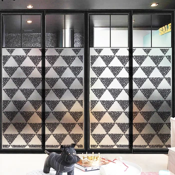 

Custom Size Static Cling Window Film Black geometry Decorative Private Frosted Glass Sticker For Bedroom Bathroom Kitchen Living